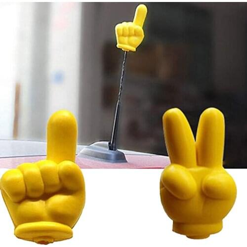 Yellow Cute Victory Finger Car Antenna Topper Eva Decorative Car Topper Balls