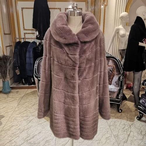 2020 pink fur coat with cap mink fur coat loose real fur coat large size fur coats for women fashion winter jacket 101