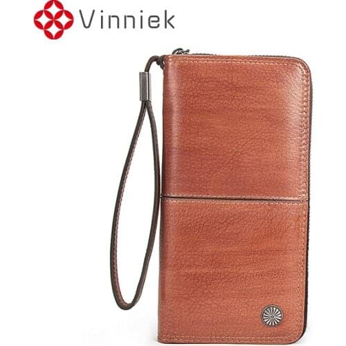 New 2020 Retro Women Wallet Leather Large Capacity Card Bags Long Zipper Clutch Bag Portable Mobile Phone Bags Money Clip Purses