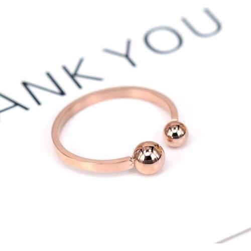 YUN RUO 2020 Rose Gold Silver Color Two Balls Finger Ring for Woman Girl Gift 316L Stainless Steel Jewelry High Polish Not Fade
