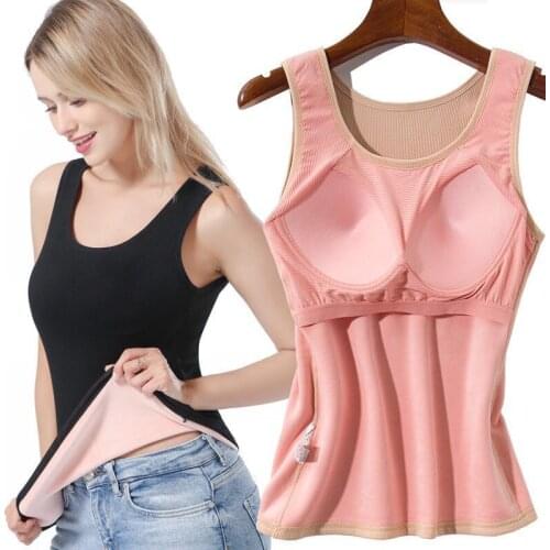 Women 2021 Autumn Winter New Fashion Plus Size Warm Vest Top Female Solid Color Bottoming Vest Tops Ladies O-neck Slim Tops D474