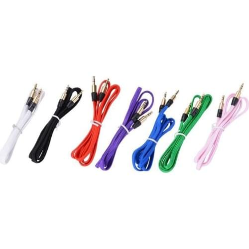1M Nylon Fabric Braided Flat Noodle Aux Cable Accessory Bundles for IPhone 6 5 Samsung 300PCS/LOT