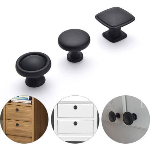1pc Drawer Single Handle Black Cabinet Wardrobe Door Handle Modern Small Button Handle Cabinet Square Round Single Hole Handle