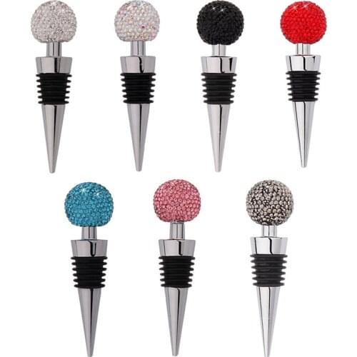 1Pc Zinc Alloy Wine Bottle Stoppers Crystal Bling Bottle Cap Plug Sealer for Gift Red Wine Whiskey Champagne Beverage Bar Tools