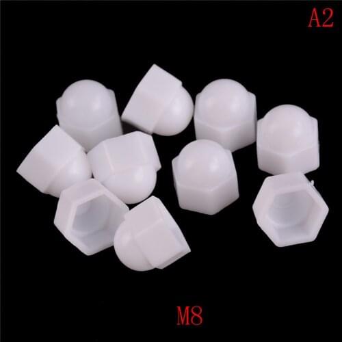 10pcs/set M6 M8 M10 M12 White Dome Bolt Nut Protection Caps Cover Hex Hexagon Nuts Cap Nuts Protection Cover Nuts