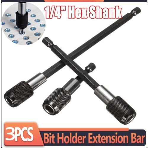 New 3Pcs/Set 1/4 Inch Hex Shank Quick Release Screwdriver Magnetic Bit Holder 60/100/150mm with Adjustable Collar Extension Bar
