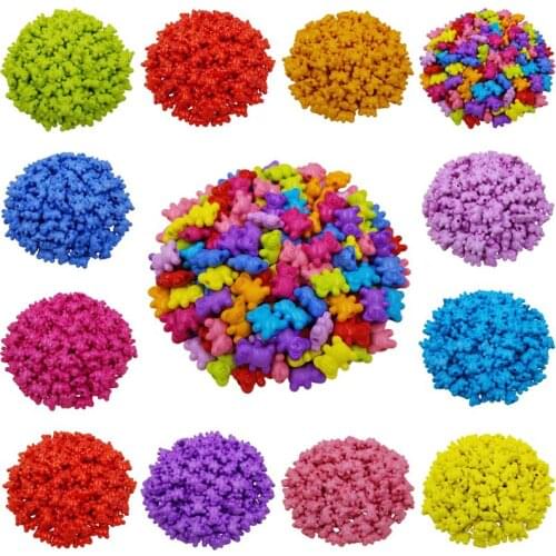50PCS 14*12mm Solid color Cute Bear Kids bead Loose Spacer Beads DIY Jewelry Accessories Necklace Bracelet Making Gift Wholesale