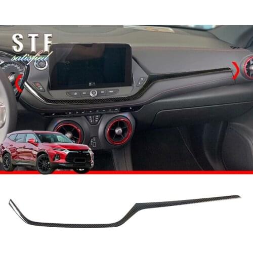 Carbon Fiber Style Interior Accessories Center Control Molding Around Bezel Trim For Chevrolet Blazer 2019 2020