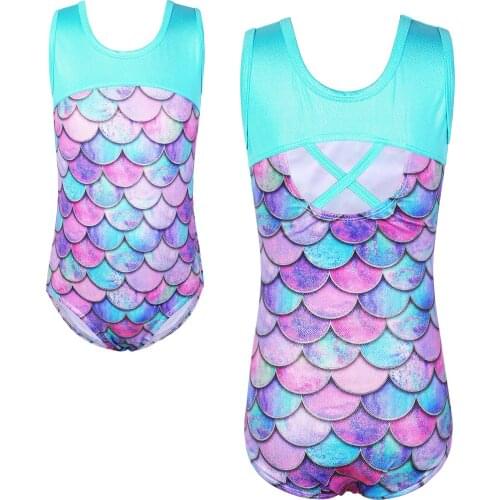 BAOHULU Sleeveless Ballet Leotard for Girls One Piece Scale Print Gymnastics Leotard Kids Practice Outfit Dance Wear