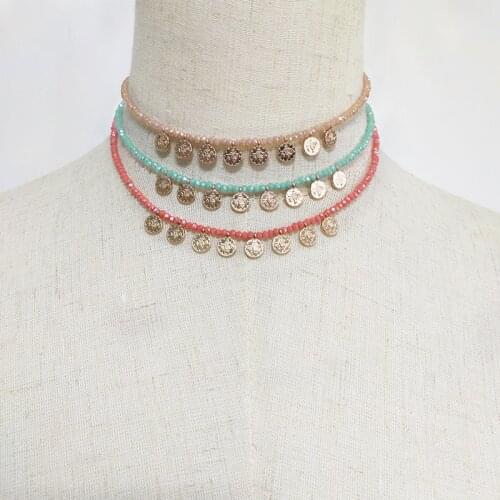 Bohemian faceted crystal bead bead necklace fashion Statement Adjustable choker for women exquisite wild neck Jewelry Collar