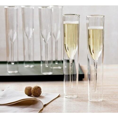 Double Wall Glasses Champagne Glass Flutes Goblet Bubble Wine Tulip Cocktail Wedding Party Cup Toast Bodum Thule Xicaras Copo