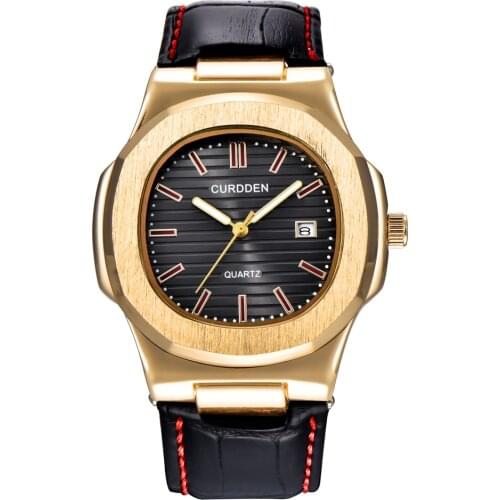 CURDDEN Big Brand Watches Mens Fashion Leather Band Business Calendar Vintage Quartz Wristwatches Montres de Marque de Luxe 1520