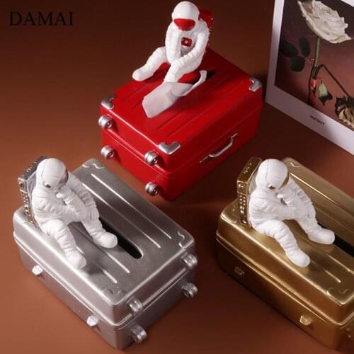 Astronaut Decorative Tissue Boxes Space Resin Napkin Holder Trunk Shape Paper Towel Case Hotel Restaurant Storage Box Home Decor