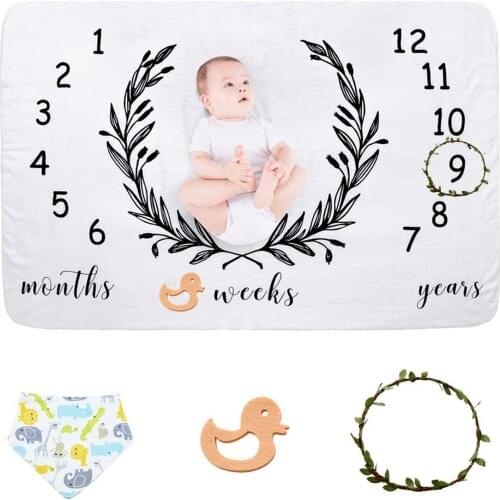 Baby Milestone Blanket Newborn Photo Shooting Background Infants Monthly Growth Towel Swaddle Baby Photograph Props