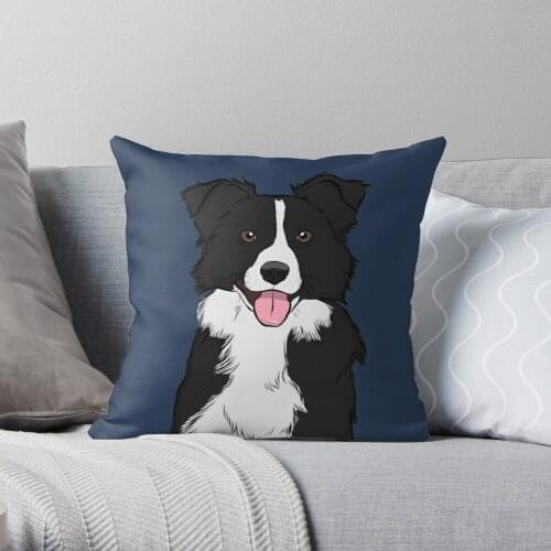 Border Collie Throw Pillow Cushion Cover Polyester throw pillows case on sofa home living room car seat decor 45x45cm