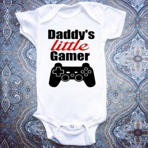 Daddys Little Gamer Newborn Kids Baby Boy Girls Romper Jumpsuit Bodysuit Summer Short Sleeve Clothes Outfit 0-24M