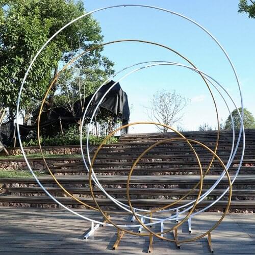 Round Wedding Props Birthday Decoration Wrought Iron Round Arch Background Round Arch Lawn Artificial Flower Frame Wall Shelf