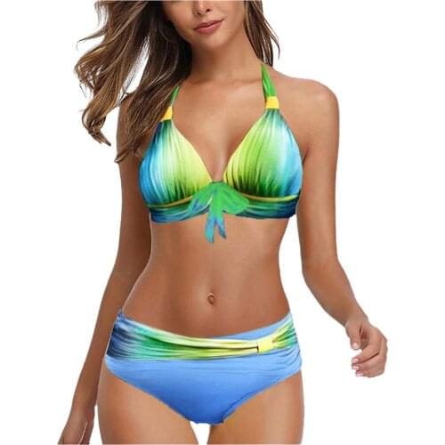 Two-Piece Swimsuit Sexy Women Print Bikini Mujer Set High Waist Beachwear Padded Swimwear Push Up Summer Bathing Suit 2021 New
