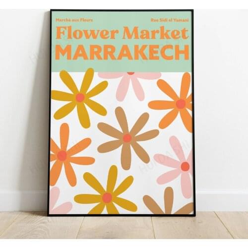 Marrakech flower market poster printable wall art print | marrakesh print digital download | illustration modern art print