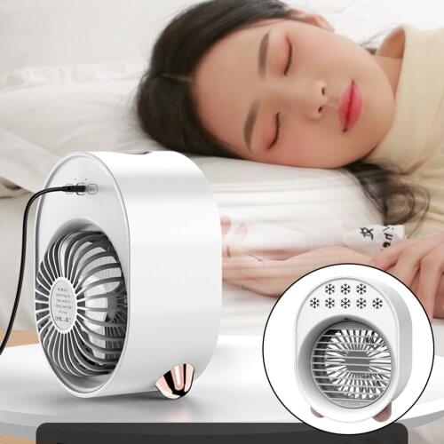 Mini Air Conditioner Cooler Fan USB Water Cooling Fan Space Humidifier Purifier with Night Light for Home Office
