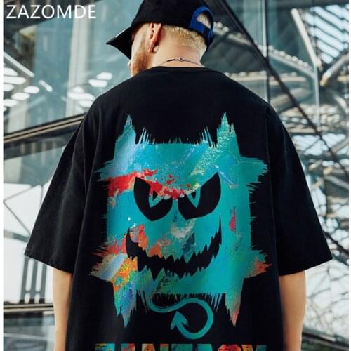 ZAZOMDE Cartoon t shirt Graffiti Printed Tshirt Men Tshirt short sleeve Tee Korean plus size clothing summer 2021 t shirts Man