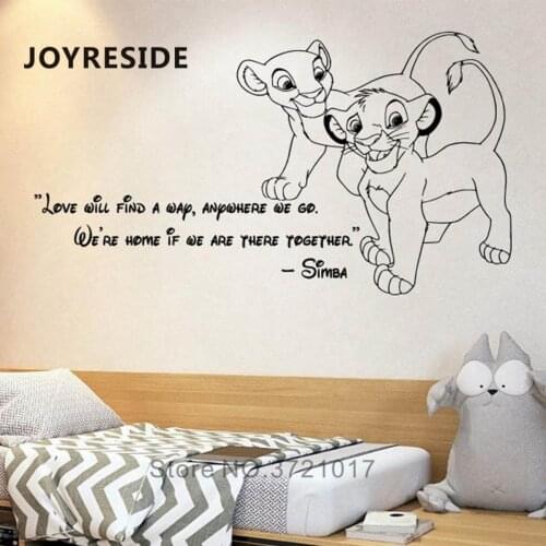 JOYRESIDE Lion King Simba Wall Sticker Cartoon Little Lion Animals Wall Decals Home Kids Room Boy Design Wall Decal Mural WM273