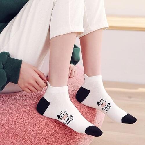 New Fashion Womens Socks Breathable Soft Cotton Ladies Socks Cartoon Cute Funny Short Socks shallow Invisible Female Boat Socks