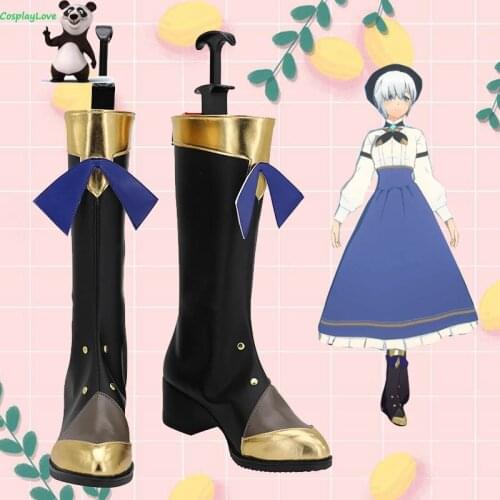 Lord Of Heroes VANESSA Gold Black Cosplay Shoes Long Boots Leather Custom Made For Halloween