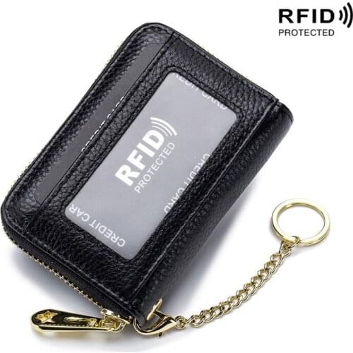 Genuine Leather Organizer Business RFID Credit Card Holder Cowhide Minimalist Women Travel Card Bag Men Small Wallet