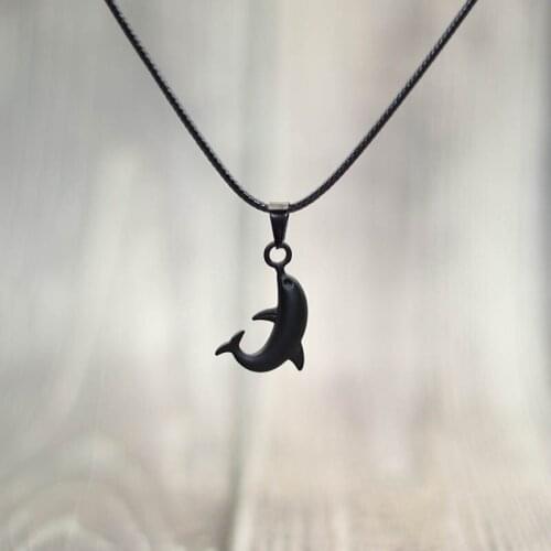 Cute Whale Pendant Necklace Men Women 60cm Ocean Animal Necklace Black Silver Color Couple Necklace Camping Beach Jewelry Gift
