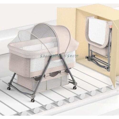 Baby Crib Movable Portable Foldable Newborn Crib Cradle Bed Bb Multifunctional Baby Stitching Big Bed