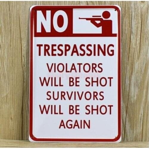 Warning No Trespassing Stay Out Funny Tin Sign Bar Diner Garage Wall Decor Retro 20x30CM