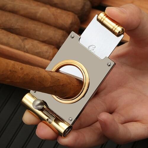 Galiner cigar cutter perforated pocket metal sharp blade stainless steel cigar cutter portable cigar scissors Gift Box