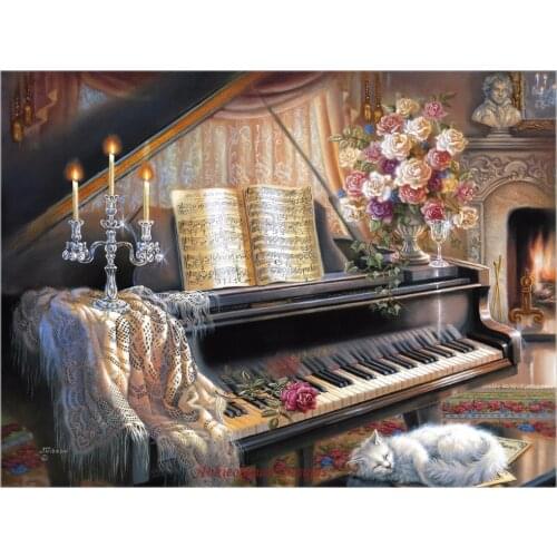 Needlework for embroidery DIY French DMC High Quality - Counted Cross Stitch Kits 14 ct Oil painting - Sonata by Firelight