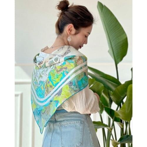 Armor Prints 100% Natural Head Silk Scarf Hijab Women Ladies Fashion Shawl Neckerchief Foulard 35"x35"
