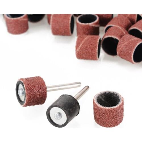 100pcs 1/2" 80 Grit Sander Paper Sanding Bands with 2pcs 1/8" Mandrel for Polishing Rotary Tools Mayitr