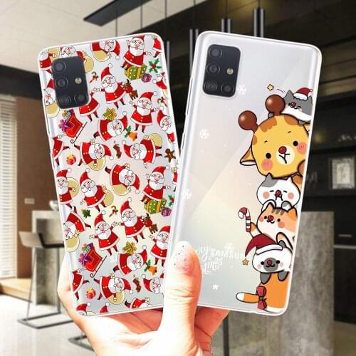 Cartoon Santa Claus Elk Merry Christmas Silicone Case Cover For Samsung A51 A71 A01 A11 A31 A41 A21S A10 A20 A30 A40 A50 A60 A70