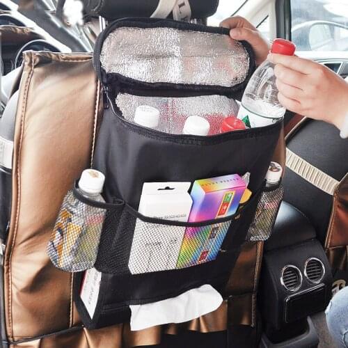 Car Seat Back Multi-Pocket Ice Pack Bag Bag Organizer Ice Pack Holder Car Interior Accessories Black Stowing Tidying