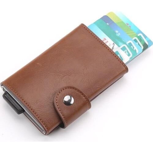 Weduoduo New RFID Blocking Credit Card Holder Men Aluminum Metal Business ID Card holder Fashion Slim PU Leather Mini Wallet