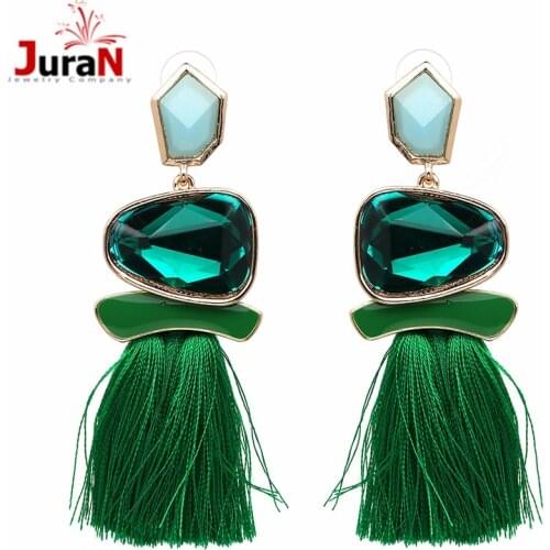 JURAN 2019 New Fringed Statement Earrings Wedding Tassel Multicolored Hot Fashion STUD Earrings Jewelry Women Brinco Christmas