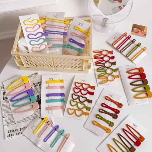 5PC/Set Korean Candy Color Hair Clips For Womens Elegant Girls Barrettes Hairpin Hair Accessories HeadWear Headdress