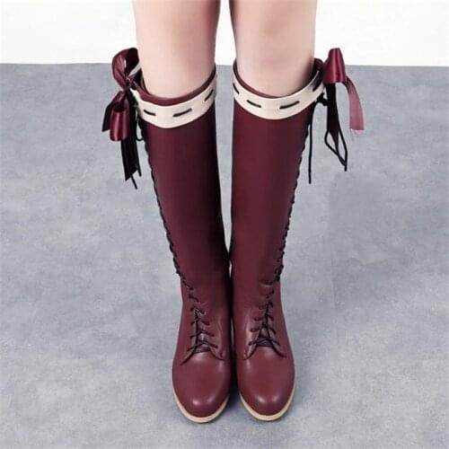 Anime Violet Evergarden Cos Lolita Boots Shoes Cosplay Customized Cosplay Shoes Ladies Fashion Leisure Cartoon Bow Pu Loli Shoes