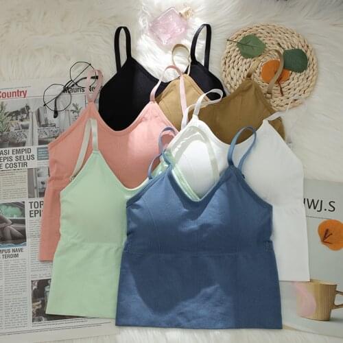 CHRLEISURE U-shaped Tube Top Womens Seamless Sports Bra Top Wireless Backless Sleeveless Fixed Chest Pad Anti-light Tank Linger