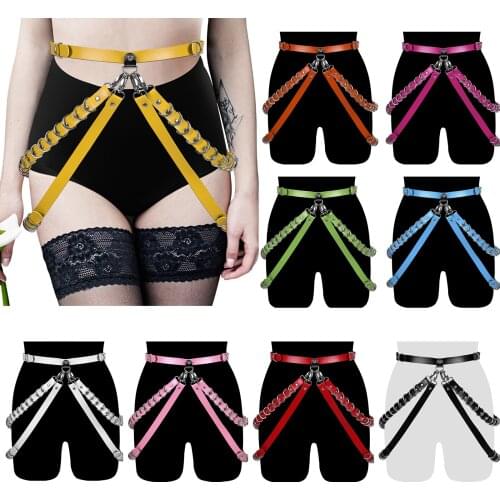 Women Goth Sexy Leather Leg Harness Suspenders Garter Belt Bondage Butt Erotic Accessories Punk Party Prom Rave Lingerie Fetish