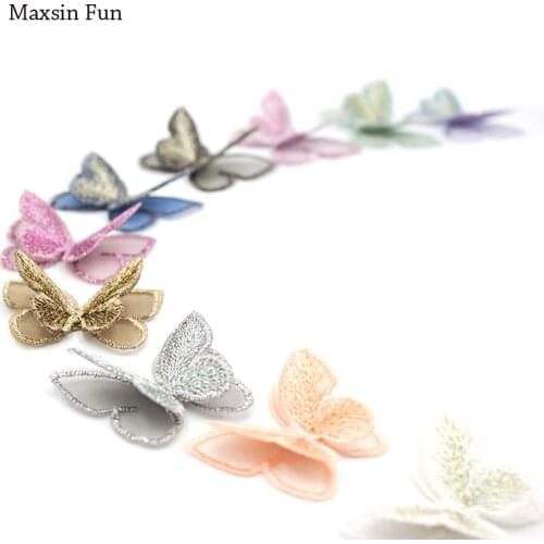 10PCS Double Layers Embroidery Butterfly Patch for Elegant Wedding Dress DIY Applique Accessories Fashion Stickers for Clothes