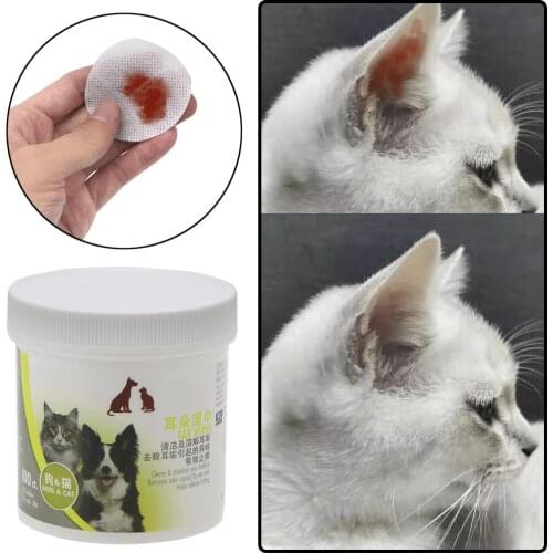 100 Pcs/lot Stop Itching Gentle Cleaning Pet Ear Cleaner Wipes for Dogs Keep Hygiene