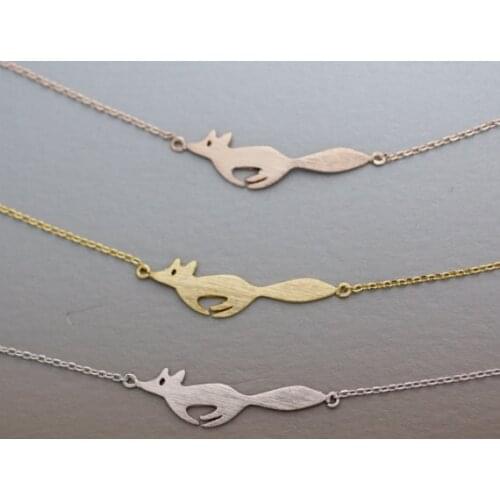 30PCS- B016 Cute Forest Running Fox Bracelets Simple 3d Animal Fox Face Bracelet Tiny Fox Tail Bracelets For Women