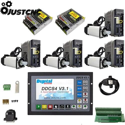 4-axis CNC kit ddcsv3.1 motion control system 750W 220V servo motor kit Z-axis with brake 75W24V DC power supply * 2