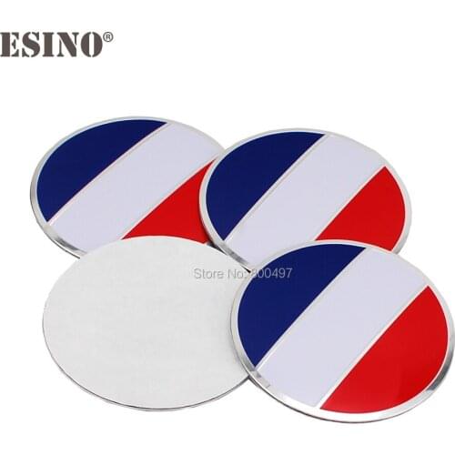 40 x Car Styling France Flag 3D Metal Chrome Aluminium Alloy Wheel Center Cap Stickers Wheel Hub Cap Decals 3D Emblems Badges