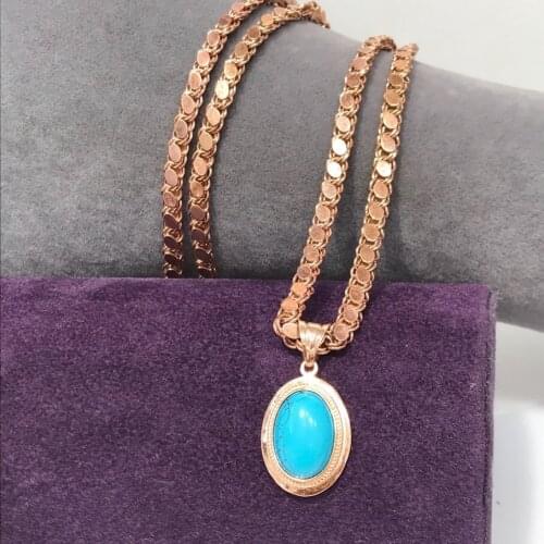 60 cm Barley Chain Small Turquoise Stone Green Almond Shekels Silver Necklace